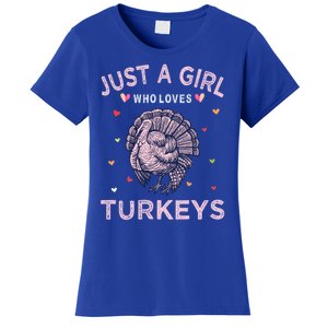 Turkey Bird Lover Tee Just A Girl Who Loves Turkeys Gift Women's T-Shirt