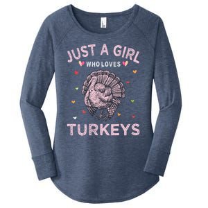 Turkey Bird Lover Tee Just A Girl Who Loves Turkeys Gift Women's Perfect Tri Tunic Long Sleeve Shirt