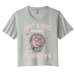 Turkey Bird Lover Tee Just A Girl Who Loves Turkeys Gift Women's Crop Top Tee