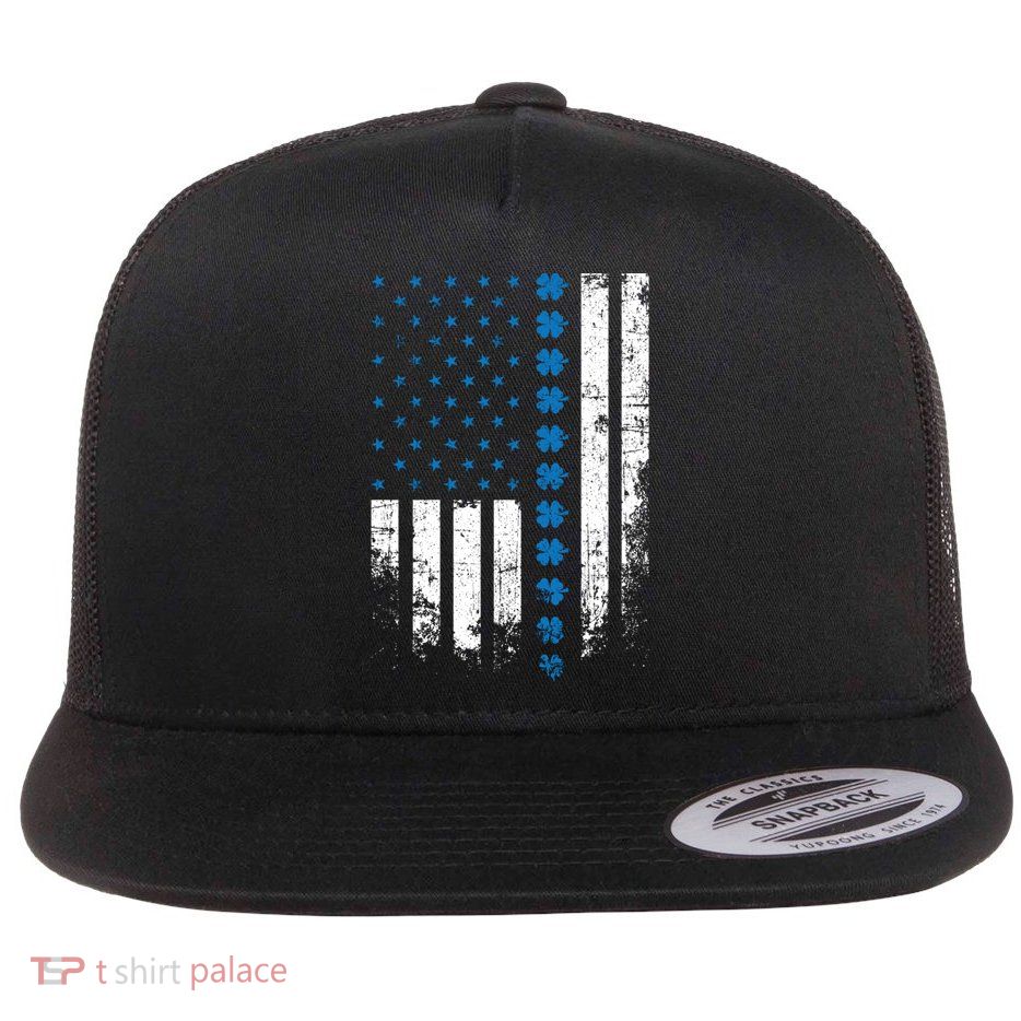 Thin Blue Line Flag St Patricks Day 2020 Police Officer Gift Flatbill Hat
