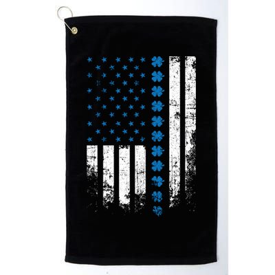 Thin Blue Line Flag St Patricks Day 2020 Police Officer Gift Golf Towel