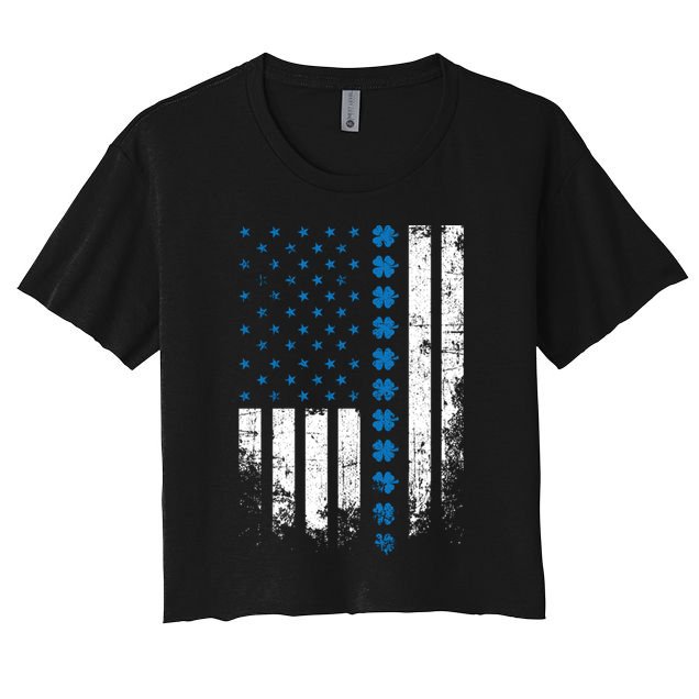 Thin Blue Line Flag St Patricks Day 2020 Police Officer Gift Crop Top