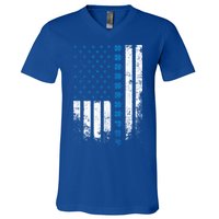 Thin Blue Line Flag St Patricks Day 2020 Police Officer Gift V-Neck T-Shirt