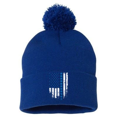 Thin Blue Line Flag St Patricks Day 2020 Police Officer Gift Pom Pom 12in Knit Beanie