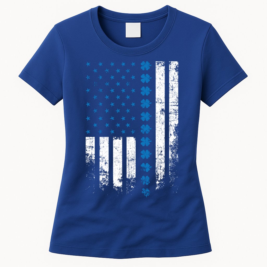 Thin Blue Line Flag St Patricks Day 2020 Police Officer Gift Womens T-Shirt