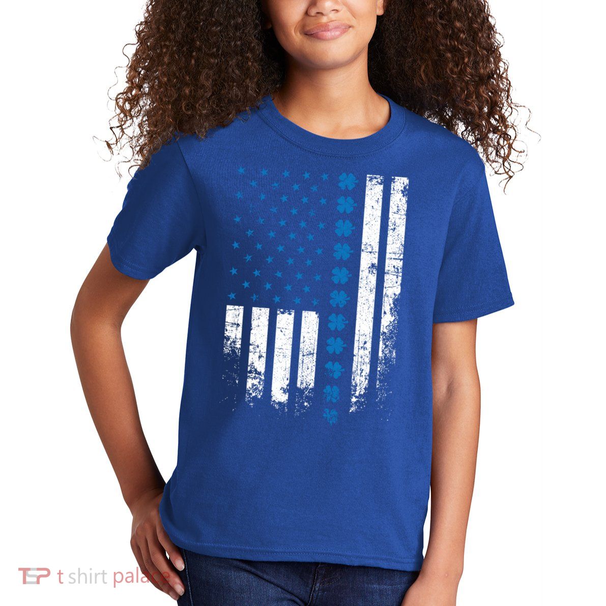 Thin Blue Line Flag St Patricks Day 2020 Police Officer Gift Kids T-Shirt
