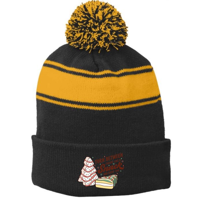 Torn between looking like a snack and eating one Stripe Pom Pom Beanie