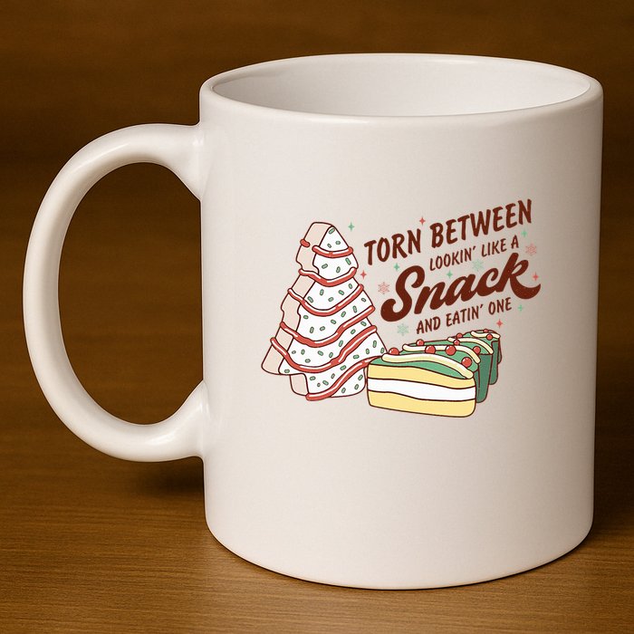 Torn between looking like a snack and eating one 11oz C Handle Ceramic Mug