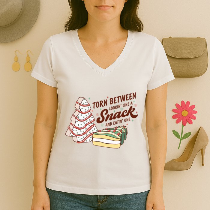 Torn between looking like a snack and eating one Women's V-Neck T-Shirt
