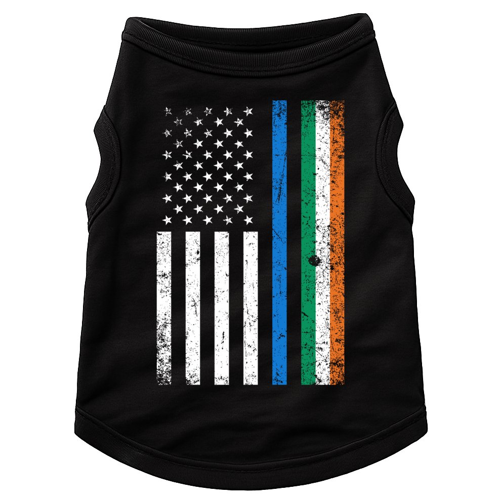 Thin Blue Line Irish American Flag Police Officer Cool Gift Doggie Tank