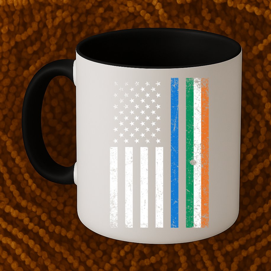 Thin Blue Line Irish American Flag Police Officer Cool Gift Mug