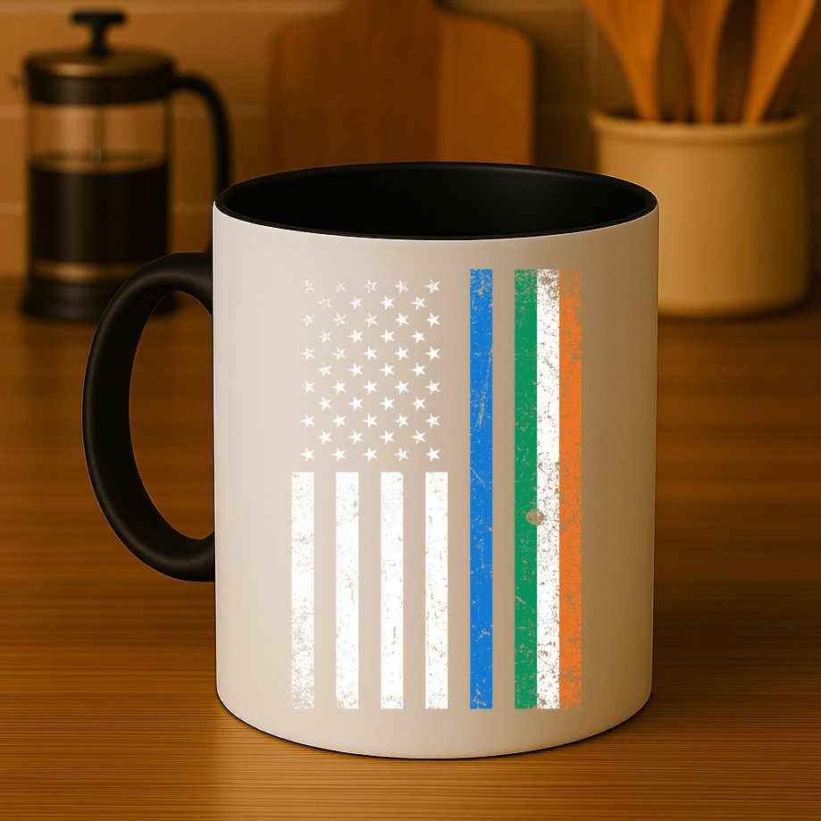 Thin Blue Line Irish American Flag Police Officer Cool Gift Mug
