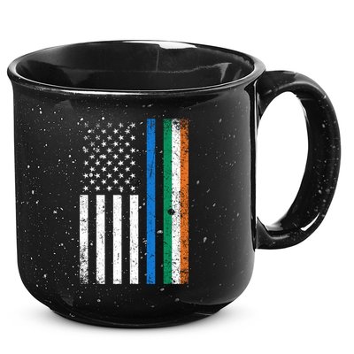 Thin Blue Line Irish American Flag Police Officer Cool Gift 15oz Campfire Ceramic Mug