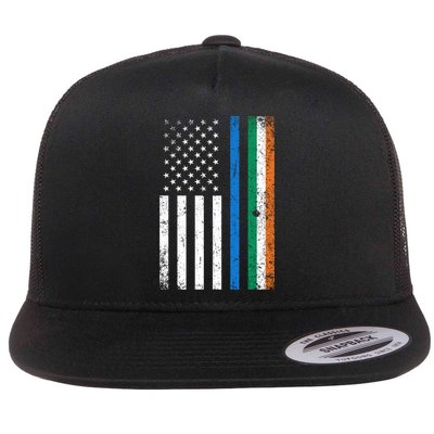 Thin Blue Line Irish American Flag Police Officer Cool Gift Flatbill Hat