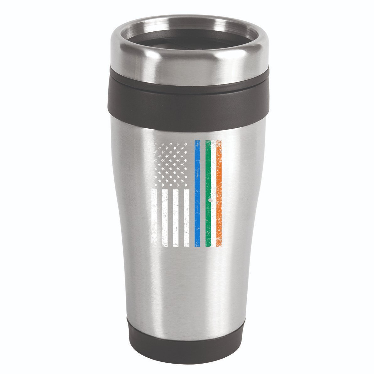 Thin Blue Line Irish American Flag Police Officer Cool Gift 16oz Travel Tumbler