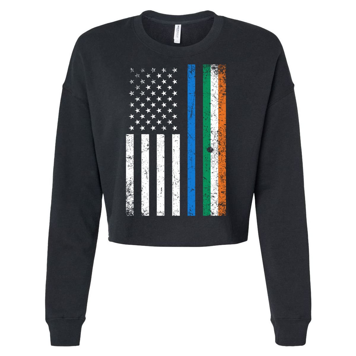 Thin Blue Line Irish American Flag Police Officer Cool Gift Cropped Pullover Crew