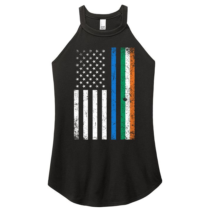 Thin Blue Line Irish American Flag Police Officer Cool Gift Women's Perfect Tri Rocker Tank