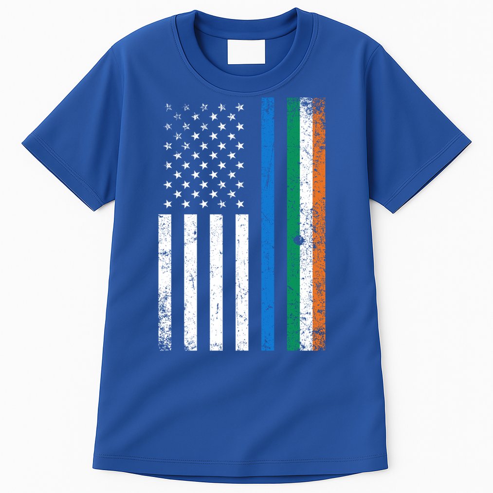 Thin Blue Line Irish American Flag Police Officer Cool Gift Tall T-Shirt