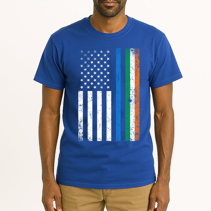 Thin Blue Line Irish American Flag Police Officer Cool Gift Tall T-Shirt