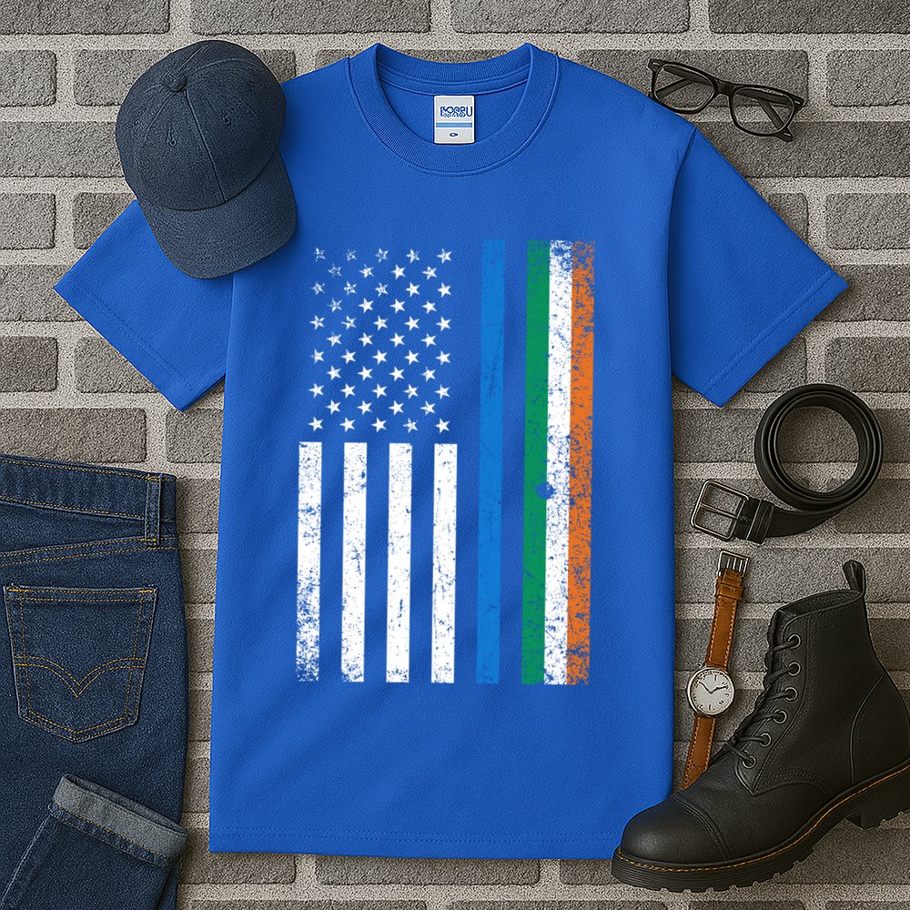Thin Blue Line Irish American Flag Police Officer Cool Gift Tall T-Shirt