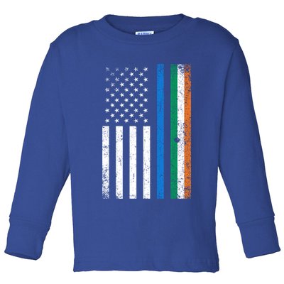 Thin Blue Line Irish American Flag Police Officer Cool Gift Toddler Long Sleeve Shirt