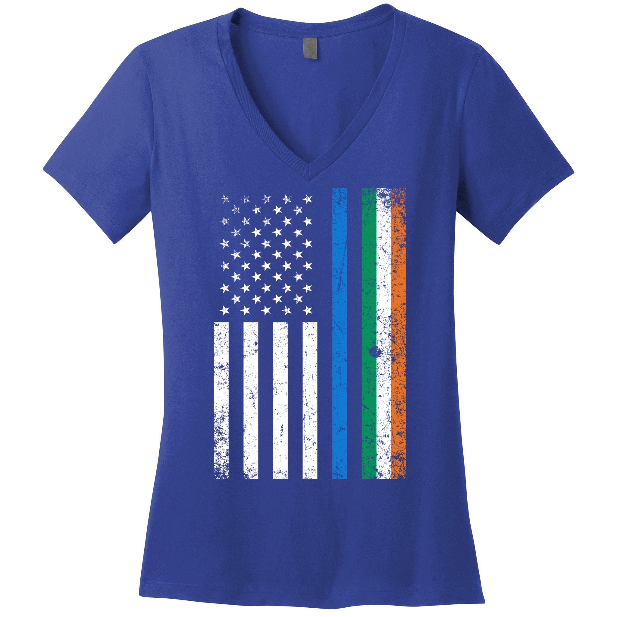 Thin Blue Line Irish American Flag Police Officer Cool Gift Women's V-Neck T-Shirt