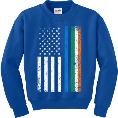 Thin Blue Line Irish American Flag Police Officer Cool Gift Kids Sweatshirt