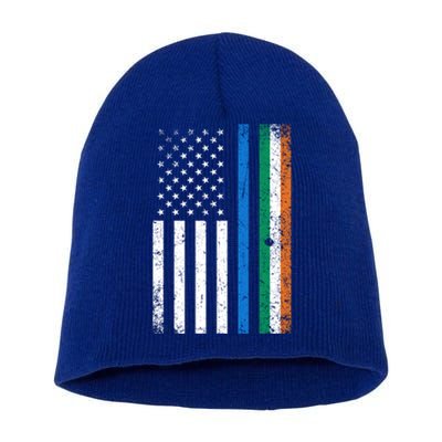 Thin Blue Line Irish American Flag Police Officer Cool Gift Short Acrylic Beanie