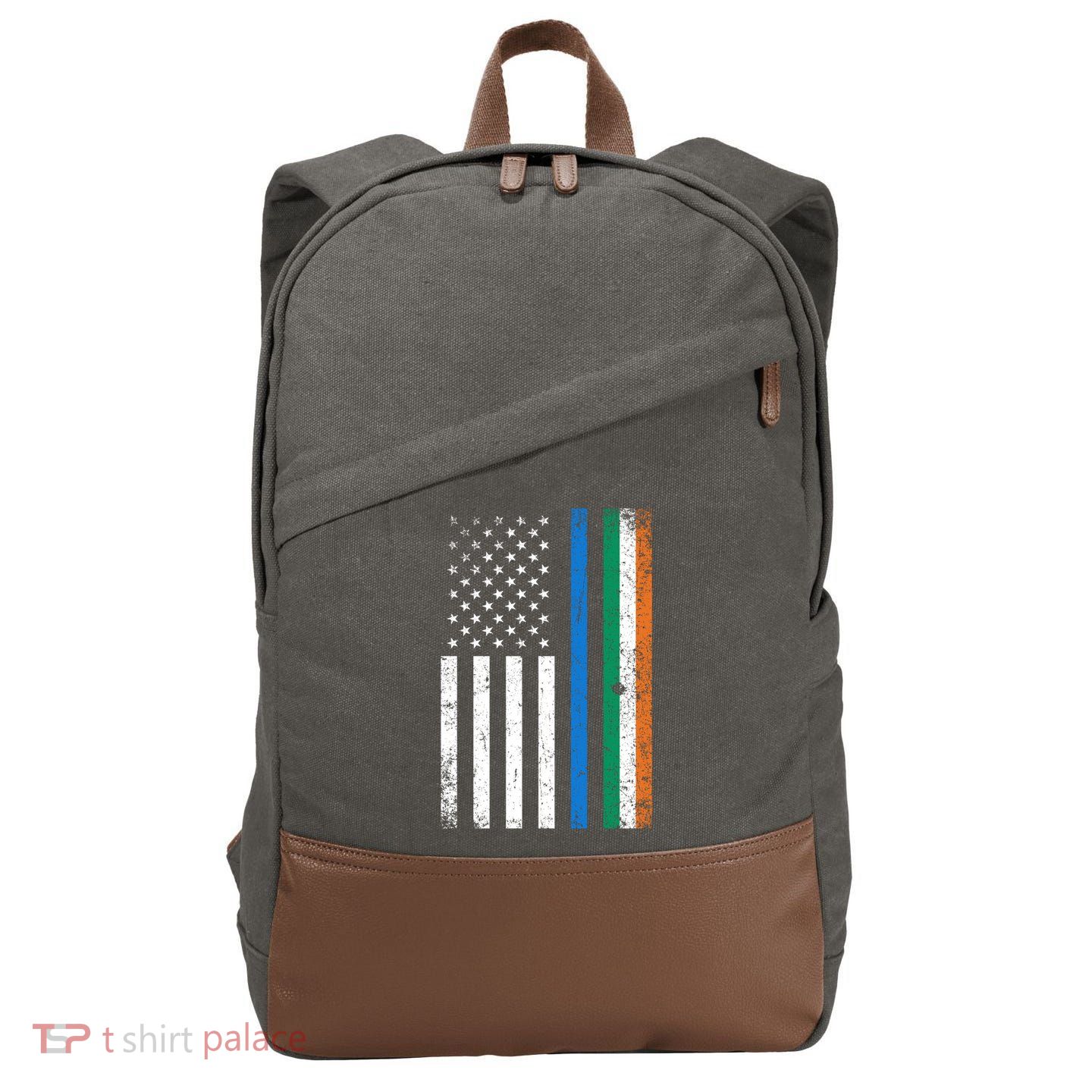 Thin Blue Line Irish American Flag Police Officer Cool Gift Cotton Canvas Backpack