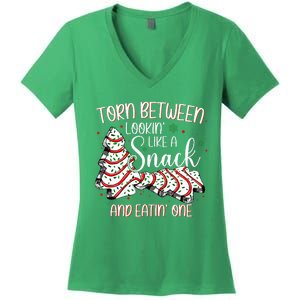 Torn Between Looking Like A Snack Or Eating One Christmas Women's V-Neck T-Shirt