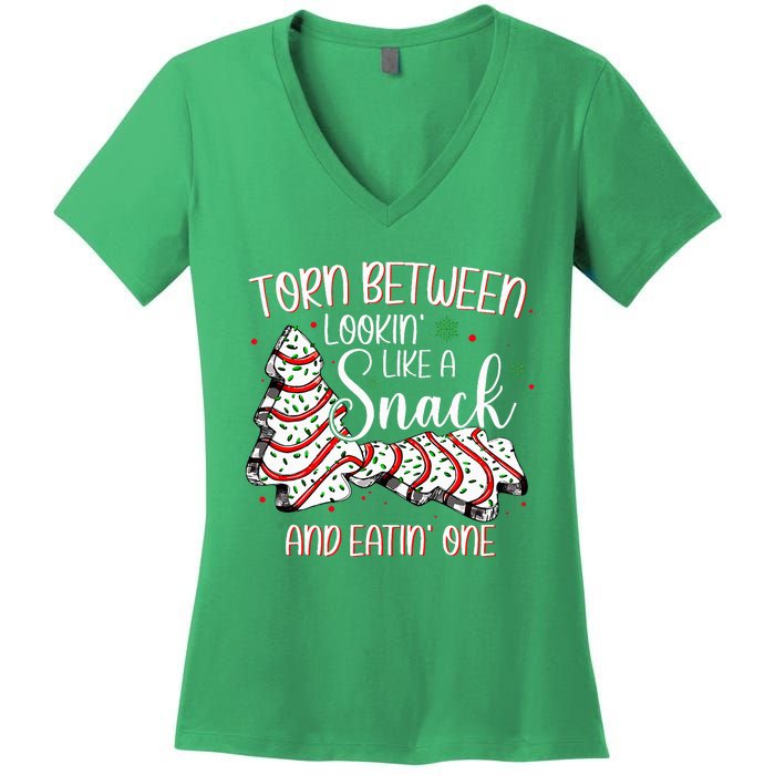 Torn Between Looking Like A Snack Or Eating One Christmas Women's V-Neck T-Shirt