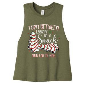 Torn Between Looking Like A Snack Or Eating One Christmas Women's Racerback Cropped Tank