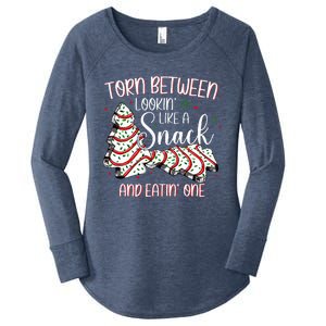 Torn Between Looking Like A Snack Or Eating One Christmas Women's Perfect Tri Tunic Long Sleeve Shirt