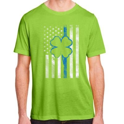 Thin Blue Line Le Cop Police Irish Us Flag St Patricks Day Gift Adult ChromaSoft Performance T-Shirt