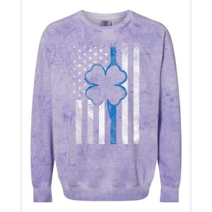 Thin Blue Line Le Cop Police Irish Us Flag St Patricks Day Gift Colorblast Crewneck Sweatshirt