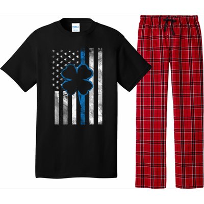 Thin Blue Line Le Cop Police Irish Us Flag St Patricks Day Gift Pajama Set