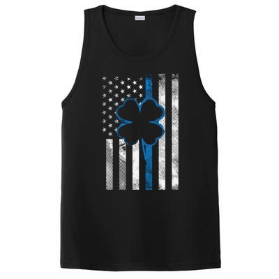 Thin Blue Line Le Cop Police Irish Us Flag St Patricks Day Gift PosiCharge Competitor Tank