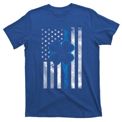 Thin Blue Line Le Cop Police Irish Us Flag St Patricks Day Gift T-Shirt