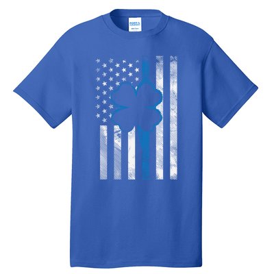 Thin Blue Line Le Cop Police Irish Us Flag St Patricks Day Gift Tall T-Shirt