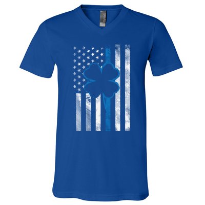 Thin Blue Line Le Cop Police Irish Us Flag St Patricks Day Gift V-Neck T-Shirt