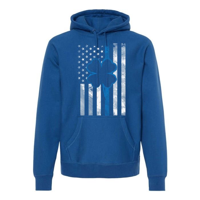 Thin Blue Line Le Cop Police Irish Us Flag St Patricks Day Gift Premium Hoodie