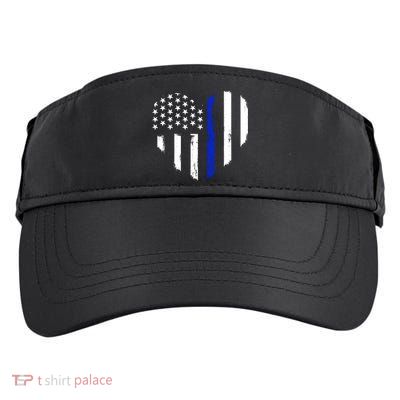 Thin Blue Line Heart Flag Police Officer Support Gift Adult Drive Performance Visor