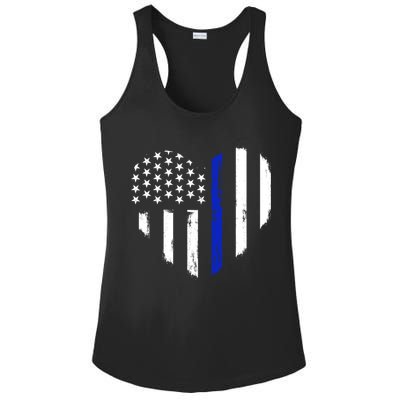 Thin Blue Line Heart Flag Police Officer Support Gift Ladies PosiCharge Competitor Racerback Tank