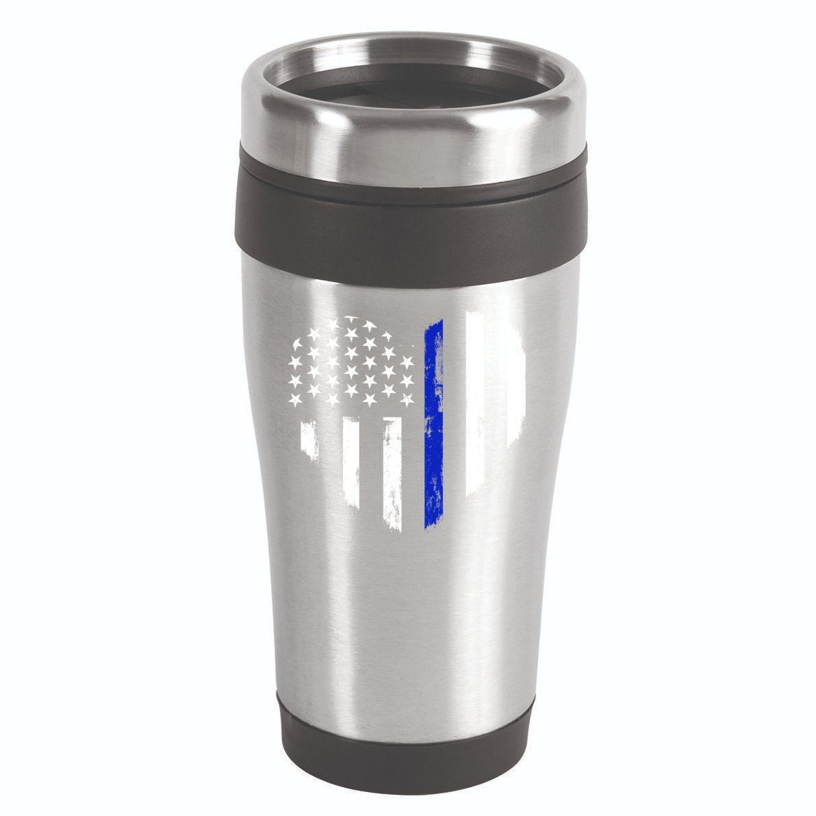 Thin Blue Line Heart Flag Police Officer Support Gift 16oz Travel Tumbler