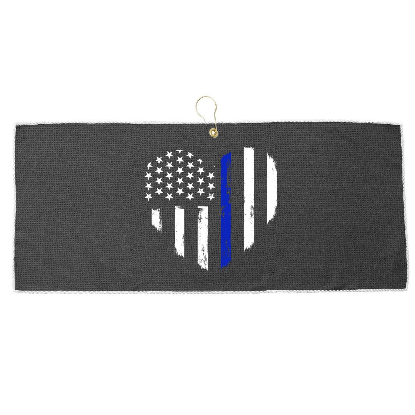 Thin Blue Line Heart Flag Police Officer Support Gift Large Microfiber Waffle Golf Towel