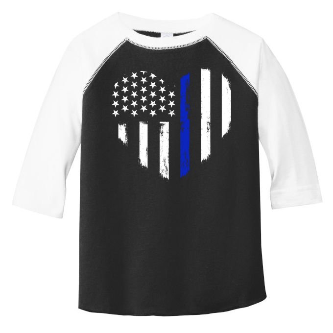 Thin Blue Line Heart Flag Police Officer Support Gift Toddler Fine Jersey T-Shirt