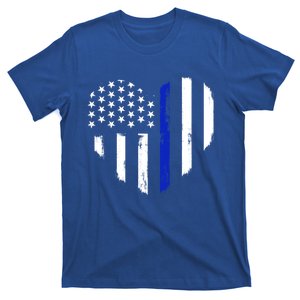 Thin Blue Line Heart Flag Police Officer Support Gift T-Shirt