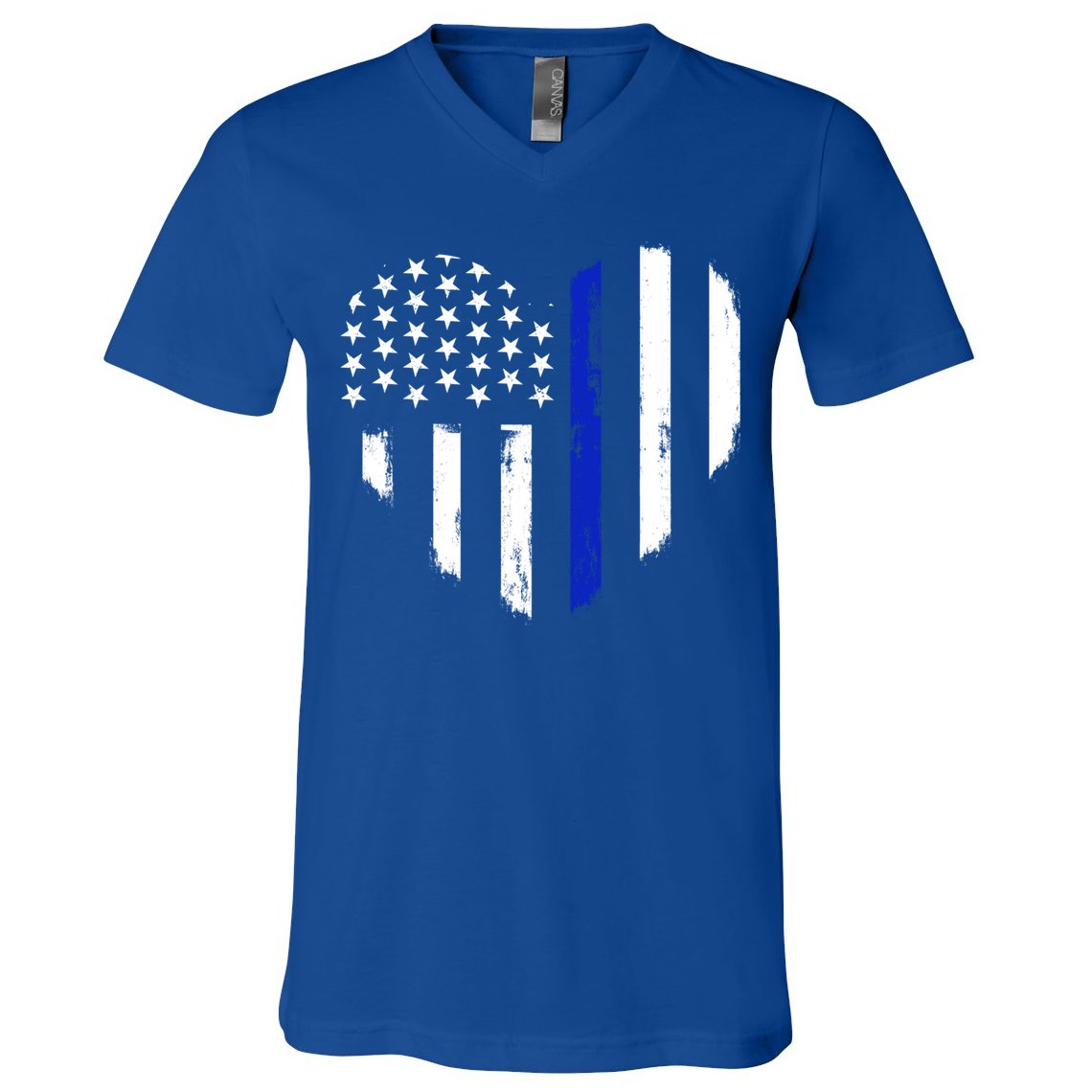 Thin Blue Line Heart Flag Police Officer Support Gift V-Neck T-Shirt
