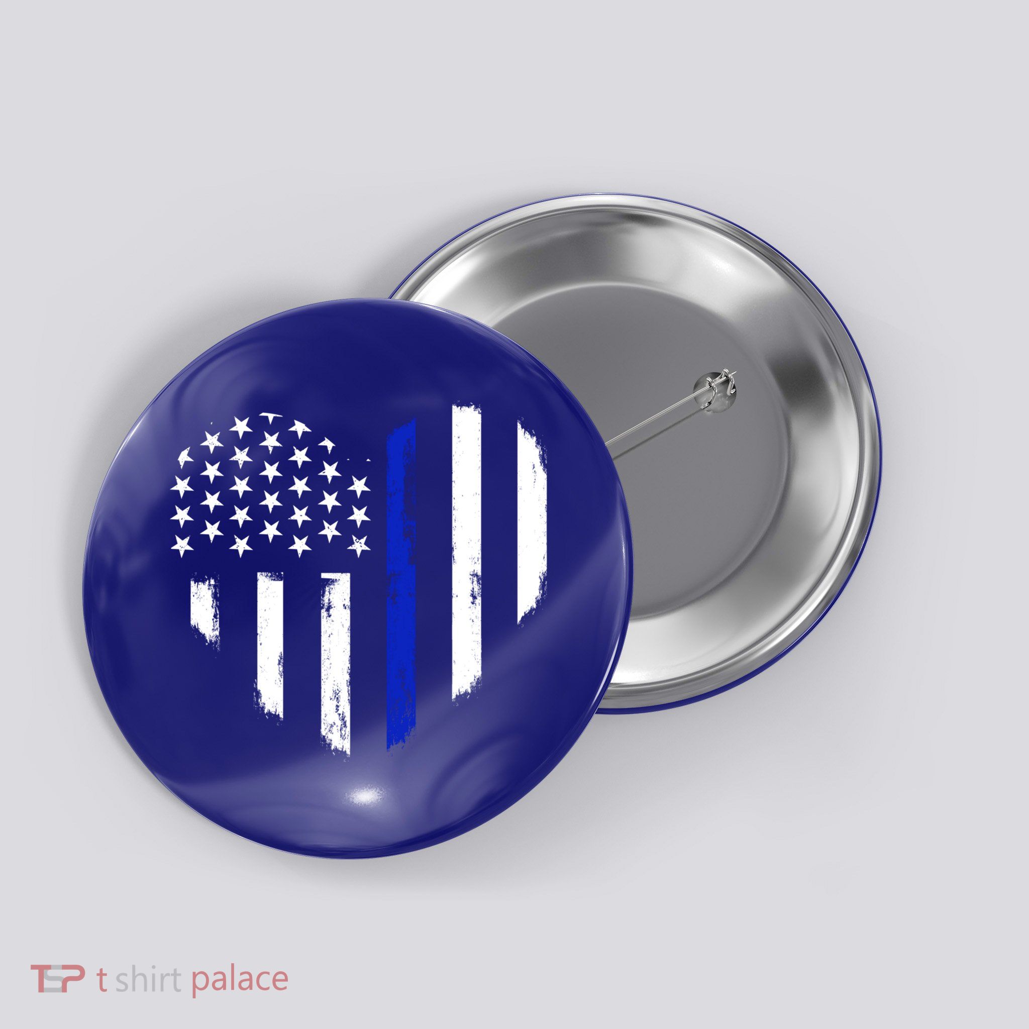 Thin Blue Line Heart Flag Police Officer Support Gift Button