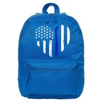 Thin Blue Line Heart Flag Police Officer Support Gift 16 in Basic Backpack